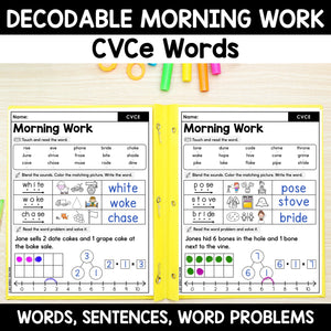 Morning Work - Decodable Words, Sentences and Word Problems to 10