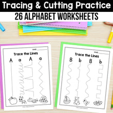 Load image into Gallery viewer, Alphabet Tracing &amp; Cutting Practice Worksheets