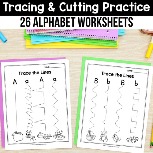 Alphabet Tracing & Cutting Practice Worksheets