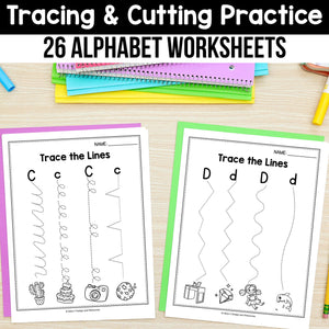 Alphabet Tracing & Cutting Practice Worksheets