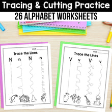 Load image into Gallery viewer, Alphabet Tracing &amp; Cutting Practice Worksheets