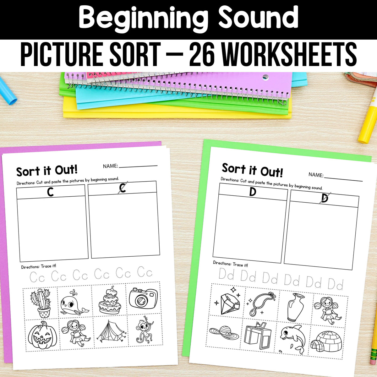 Sound Sort Printable Beginning Sound Picture Sort Worksheets – My Nerdy Teacher