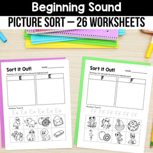 Beginning Sound Picture Sort Worksheets