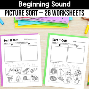 Beginning Sound Picture Sort Worksheets