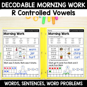 Morning Work - Decodable Words, Sentences and Word Problems to 10