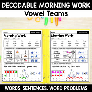 Moring Work Problems Morning Work - Decodable Words, Sentences and Word Problems to 10 – My ...