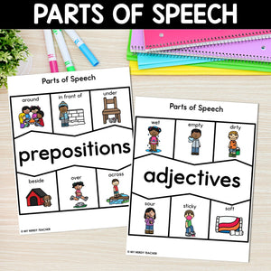 Parts of Speech Puzzles: Verbs, Nouns, Adjectives, Prepositions