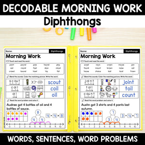 Morning Work - Decodable Words, Sentences and Word Problems to 10