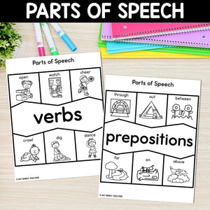 Parts of Speech Puzzles: Verbs, Nouns, Adjectives, Prepositions