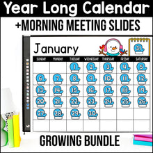 Load image into Gallery viewer, Digital Calendar - Morning Meeting Slides - YEAR LONG GROWING BUNDLE - Google Slides &amp; PowerPoint