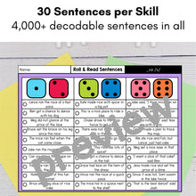 Load image into Gallery viewer, 4,000+ Decodable Sentences | Roll &amp; Read Phonics Fluency Practice