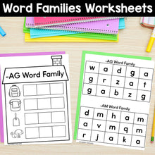 Load image into Gallery viewer, CVC Word Family Worksheets