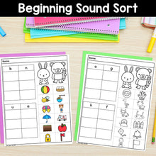 Load image into Gallery viewer, Beginning Sounds Worksheets Sorts