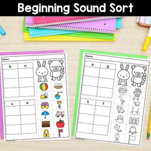 Beginning Sounds Worksheets Sorts