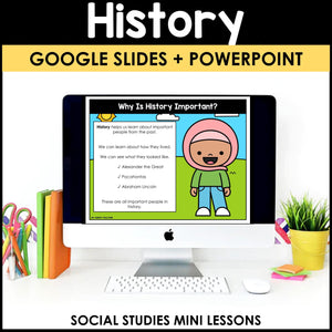 Social Studies Mini Lessons YEAR LONG BUNDLE - Google Slides & PowerPoint