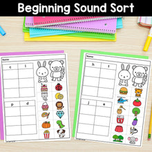 Load image into Gallery viewer, Beginning Sounds Worksheets Sorts
