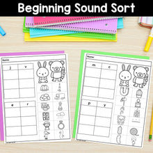 Load image into Gallery viewer, Beginning Sounds Worksheets Sorts