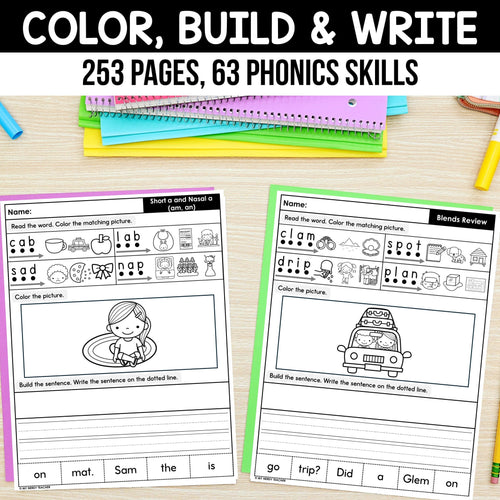 Read, Color, Build & Write Decodable Sentences