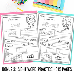 Buy3Get1 FREE B16 - Heart Words, Sight Words Practice, Coloring Sheets, Word Search