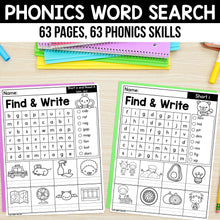 Load image into Gallery viewer, 63 Phonics Word Search Worksheets