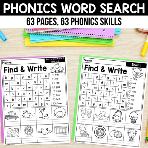 63 Phonics Word Search Worksheets