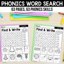 Load image into Gallery viewer, 63 Phonics Word Search Worksheets