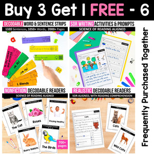 Buy3Get1 FREE B6 - Nonfiction Decodable Passages, Writing Activities, Realistic Passages, Decodable Strips