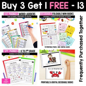 Buy3Get1 FREE B13 - Word Ladders, Decodable Puzzles, Mini Books, I Spy Phonics