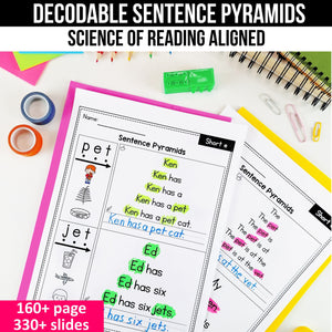 Buy3Get1 FREE B3 - Dictation Practice, Decodable Passages + Word Work, Phonics Books, Sentence Pyramids