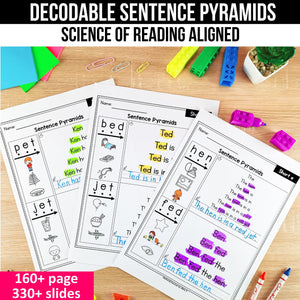 Buy3Get1 FREE B3 - Dictation Practice, Decodable Passages + Word Work, Phonics Books, Sentence Pyramids