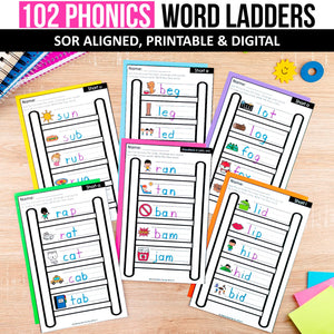 Buy3Get1 FREE B13 - Word Ladders, Decodable Puzzles, Mini Books, I Spy Phonics