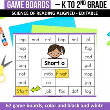 Load image into Gallery viewer, Science of Reading Game Board with Decodable Words (Editable)