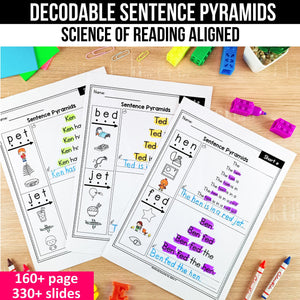 Buy3Get1 FREE B3 - Dictation Practice, Decodable Passages + Word Work, Phonics Books, Sentence Pyramids