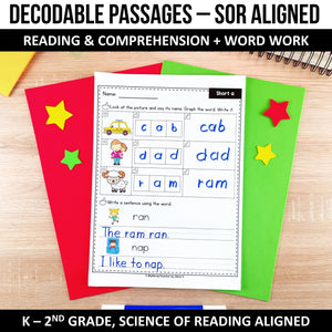 Buy3Get1 FREE B3 - Dictation Practice, Decodable Passages + Word Work, Phonics Books, Sentence Pyramids