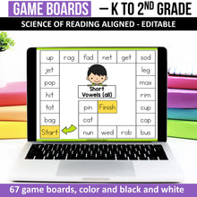 Load image into Gallery viewer, Science of Reading Game Board with Decodable Words (Editable)
