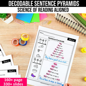 Buy3Get1 FREE B3 - Dictation Practice, Decodable Passages + Word Work, Phonics Books, Sentence Pyramids