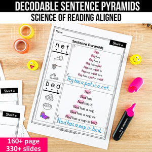 Buy3Get1 FREE B3 - Dictation Practice, Decodable Passages + Word Work, Phonics Books, Sentence Pyramids