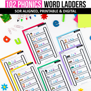 Buy3Get1 FREE B13 - Word Ladders, Decodable Puzzles, Mini Books, I Spy Phonics