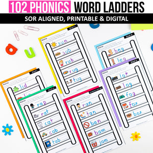 Buy3Get1 FREE B13 - Word Ladders, Decodable Puzzles, Mini Books, I Spy Phonics