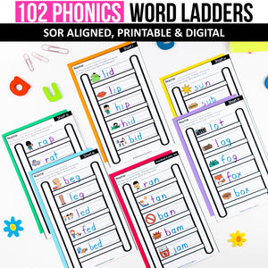 Buy3Get1 FREE B13 - Word Ladders, Decodable Puzzles, Mini Books, I Spy Phonics