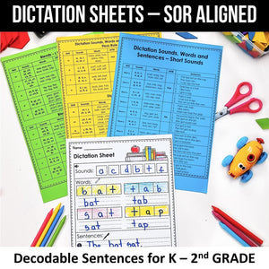 Buy3Get1 FREE B3 - Dictation Practice, Decodable Passages + Word Work, Phonics Books, Sentence Pyramids