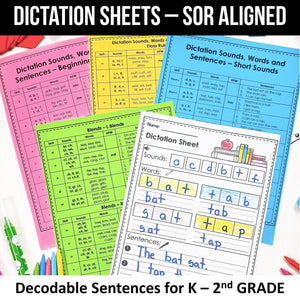 Buy3Get1 FREE B3 - Dictation Practice, Decodable Passages + Word Work, Phonics Books, Sentence Pyramids