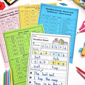 Buy3Get1 FREE B3 - Dictation Practice, Decodable Passages + Word Work, Phonics Books, Sentence Pyramids