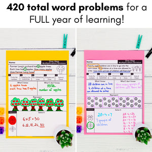 420 Editable Word Problems Year-Long Bundle - One Step & Multi Step, All Operations