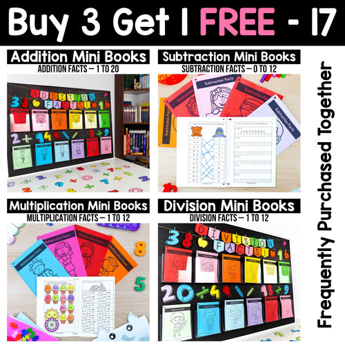 Buy3Get1 FREE B17 - Addition, Subtraction, Multiplication & Division Mini Books