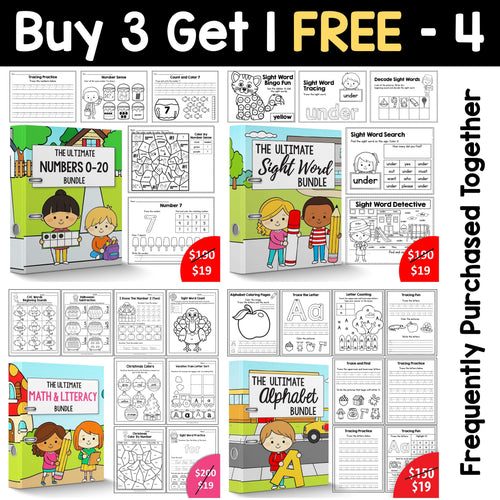 Buy3Get1 FREE B4 - Alphabet, Math and Literacy, Sight Words, Numbers 0-20