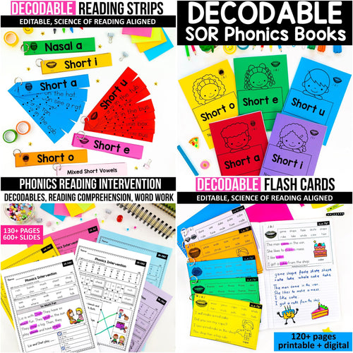 Buy3Get1 FREE - B5 - Decodable Strips, Phonics Books, Reading Intervention, Flash Cards