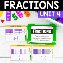 Load image into Gallery viewer, Fractions - 4th Grade Math Task Cards - CCSS Aligned