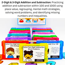 Load image into Gallery viewer, 2-Digit &amp; 3-Digit Addition and Subtraction - 2nd Grade Math Task Cards - CCSS Aligned