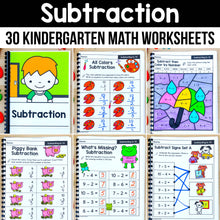 Load image into Gallery viewer, Subtraction - Kindergarten Math Worksheets